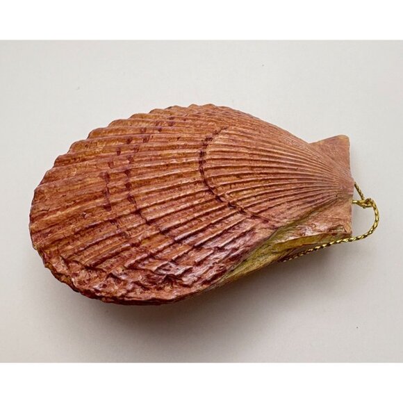 Vintage Santa Face Faux Clam Shell Christmas Tree Ornament Midwest Beach Coastal - Picture 5 of 6